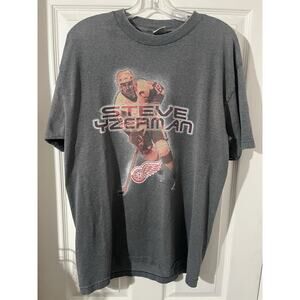 Vtg Steve Yzerman Shirt Sz L Detroit Red Wings NHL Hockey